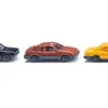 - 3er Set: Drei klassische Personenwagen, schwarz/braun, 1982, 1:87, Wiking