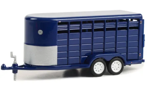 Anhänger 14-Foot Livestock Trailer, dunkelblau, 1:64, Greenlight
