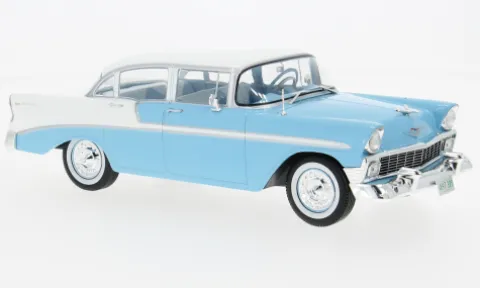 Chevrolet Bel Air 4-Door HardTop, hellblau/weiss, 1956, 1:24, WhiteBox