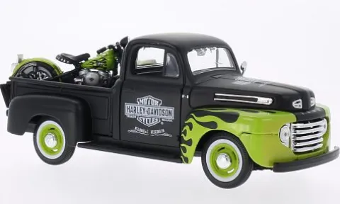 Ford + Harley Davidson F-1 Pickup + FL Panhead, 1948, Harley-Davidson, 1:24, Maisto