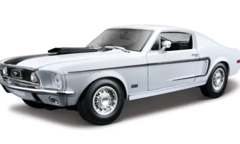Ford Mustang GT Cobra Jet, weiss/schwarz, 1968, 1:18, Maisto