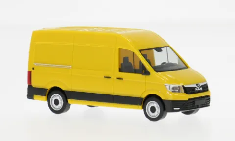 MAN eTGE Kasten HD, gelb, 1:87, Herpa