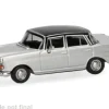 Mercedes 200 Heckflosse, silber/schwarz, 1:87, Herpa