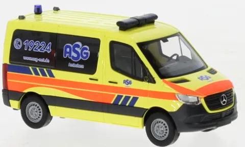 Mercedes Sprinter SWB, 2018, ASG Ambulanz Hamburg, 1:87, Busch