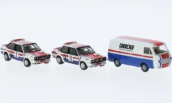 Set Fiat 131 Abarth und Fiat 238 Kasten, 1974, Fiat France Service Course, 1:87, Brekina