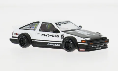 Toyota Sprinter Trueno (AE86), weiss/schwarz, Advan, 1:64, Mini GT