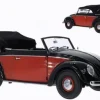VW Käfer Cabriolet, schwarz/rot, 1949, 1:12, Sun Star